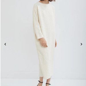 Black Crane Jacquard Long Sleeve Dress